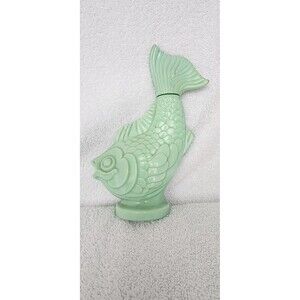 Avon Koi Fish Empty Elusive Bath Oil 7" Jadeite Green Milk Glass - Vintage 1970s